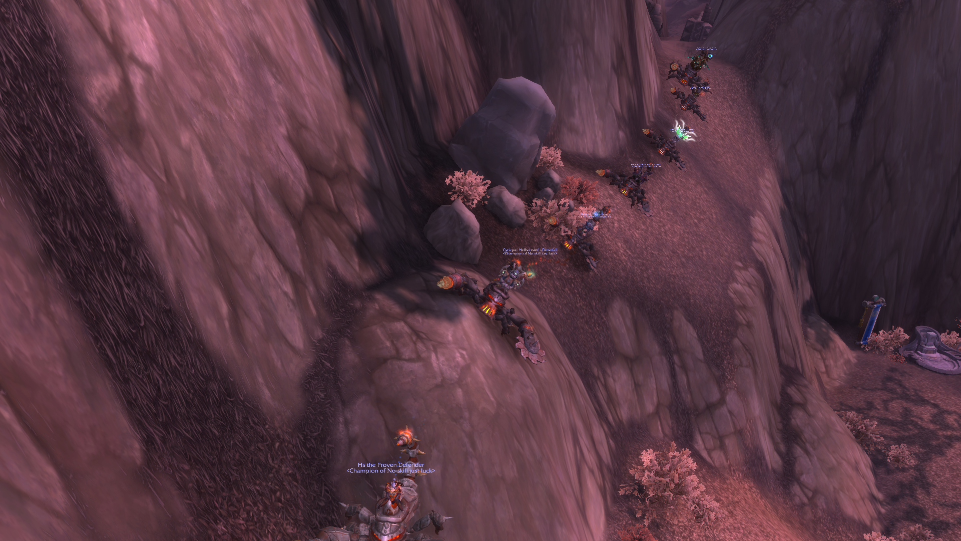 Guild going for a walk into Alliance shrine after acquiring our 10th Garrosh mount :)